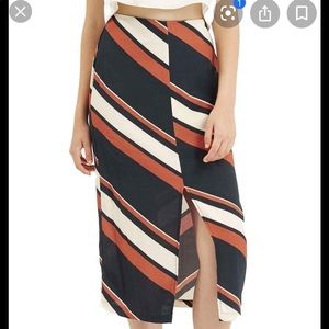 Topshop stripped split midi skirt Sz 2